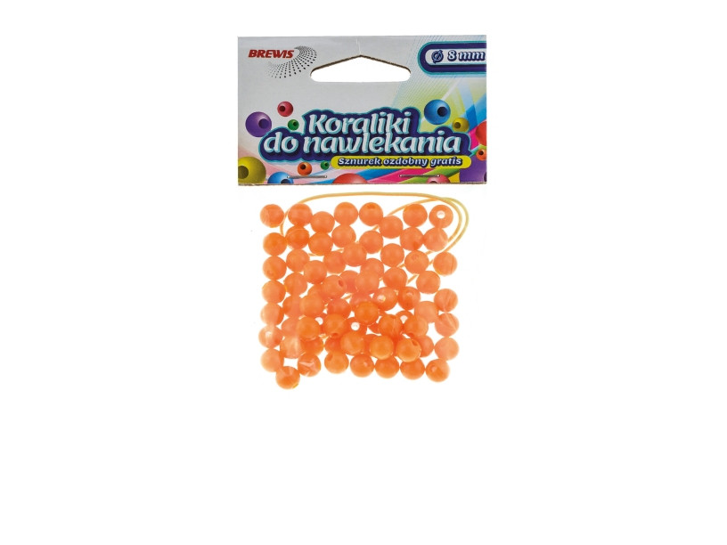 Koraliki do nawlekania 8mm K8-4 jasno pomarańczowy Brewis